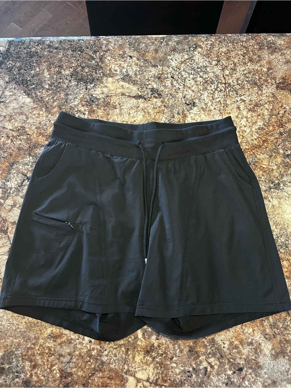ZYIA Black Athletic Shorts with Zipper Pocket